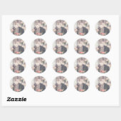 Sticker Rond Floral Antlers Rustique Mariage Keepsaké Photo (Feuille)