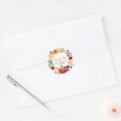 Sticker Rond Floral Automne Citrouille Baby shower Merci (Enveloppe)