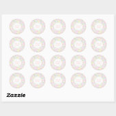 Sticker rond floral baby shower, brillant (Feuille)