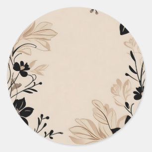 Sticker Rond Floral beige clair