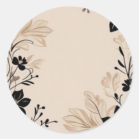 Sticker Rond Floral beige clair (Devant)