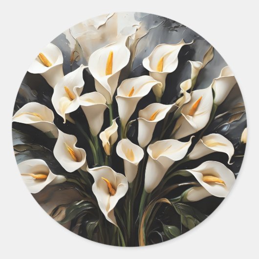 Sticker Rond Floral Blanc Calla Lily (Devant)