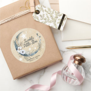 Sticker Rond Floral Blanc Twinkle Petit Baby shower étoile