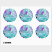 Sticker Rond Floral bleu (Feuille)