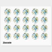 Sticker Rond Floral bleu (Feuille)