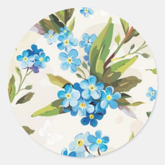 Sticker Rond Floral bleu (Devant)