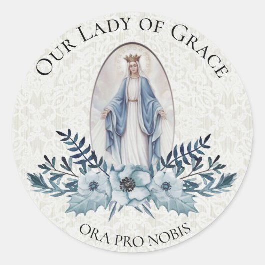 Sticker Rond Floral bleu |Écriture | Vierge | Dentelle (Devant)