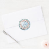 Sticker Rond Floral bleu et Mariage de cristaux (Enveloppe)