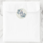 Sticker Rond Floral bleu |Madonna | Vierge | Dentelle (Sac)