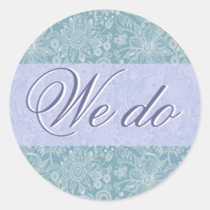 Sticker Rond Floral Bleu Nous faisons Sticker/Sceau