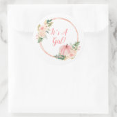 Sticker Rond Floral Blush rose Citrouille C'est une fille (Sac)