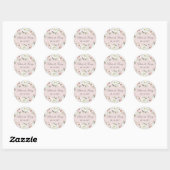 Sticker Rond Floral Blush White Peony Dusty Blue Mariage (Feuille)