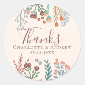 Sticker Rond Floral Boho Fleur sauvage mariage Faveur (Devant)