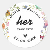 Sticker Rond Floral Boho Fleurs sauvages Son Favori Son Favori (Devant)
