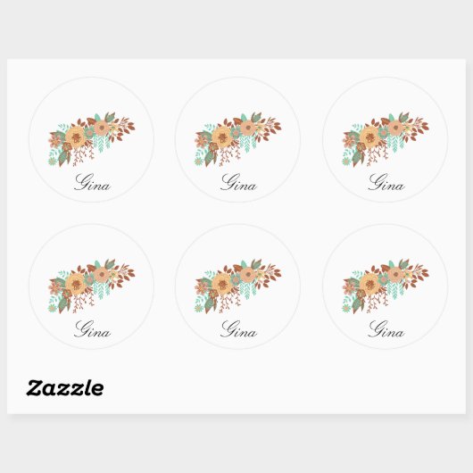 Sticker Rond Floral Boho moderne (Feuille)
