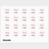 Sticker Rond Floral Bouquet Pink Shades Wedding (Feuille)