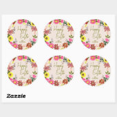 Sticker Rond Floral Bunny Happy Easter Spring Gift (Feuille)