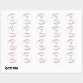 Sticker Rond Floral Chic Moderne Rose et Champagne (Feuille)