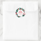Sticker Rond Floral Christmas Wreath Nom de famille (Sac)