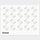 Sticker rond Floral Classal Roses Blanches (Feuille)