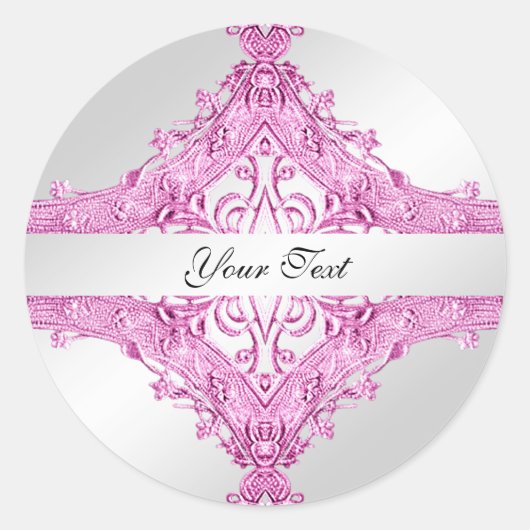 Sticker rond Floral Classique Rose (Devant)