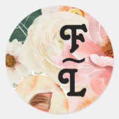 Sticker Rond Floral coloré gras | Monogramme rond (Devant)
