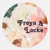 Sticker Rond Floral coloré gras | Sceaux d'enveloppe Mariage (Devant)