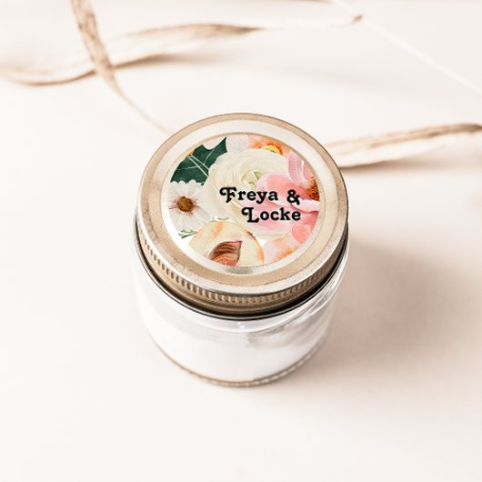 Sticker Rond Floral coloré gras | Sceaux d'enveloppe Mariage