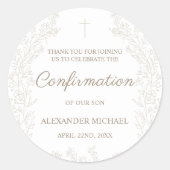 Sticker Rond Floral Cross Confirmation Thank You (Devant)