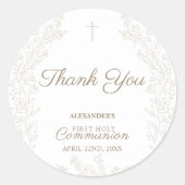 Sticker Rond Floral Cross First Holy Communion Thank You (Devant)