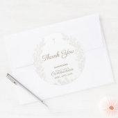 Sticker Rond Floral Cross First Holy Communion Thank You (Enveloppe)