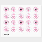 Sticker Rond Floral cute pink rabbit easter (Feuille)