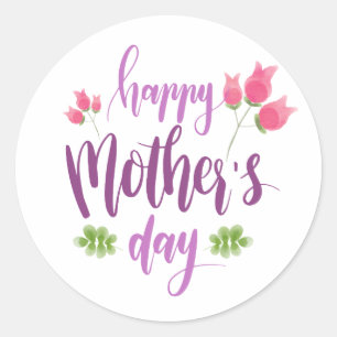 Sticker Rond Floral de la fête des mères  Sceau d'autocollant