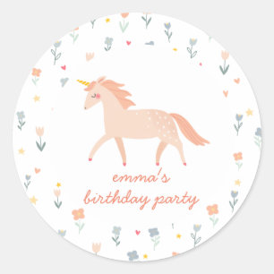 Sticker Rond Floral de licorne douce