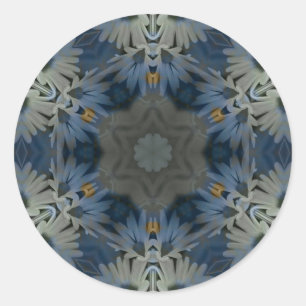 Sticker Rond Floral de marguerite bleu antique