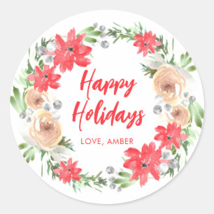 Sticker rond floral de Noël