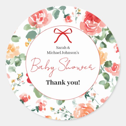 Sticker Rond Floral Dream Baby Shower  (Devant)