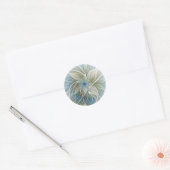 Sticker Rond Floral Dream Motif Abstrait Blue Khaki Fractal (Enveloppe)