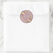 Sticker Rond Floral Dusty Rose Monogram Mariage (Sac)