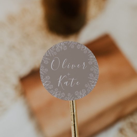 Sticker Rond Floral Dusty Rose | Sceau d'enveloppe Mariage de s