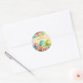 Sticker Rond Floral Easter Eggs & Spring Roses Personalized (Enveloppe)