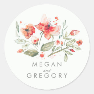 Sticker Rond Floral Elegant Mariage d'aquarelle