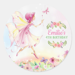 Sticker Rond Floral Fairy Anniversaire Fête Invitations