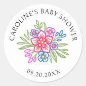 Sticker Rond Floral Fiesta Vivid Baby shower (Devant)