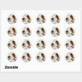 Sticker Rond *~* Floral Fleurs blanches Mariage PHOTO (Feuille)