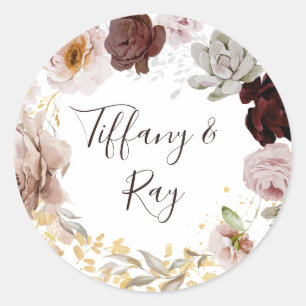 Sticker Rond Floral flush moderne Sceaux d'enveloppe Mariage