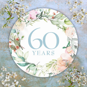 Sticker Rond Floral Garland rose 60e 75e anniversaire du Mariag