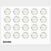 Sticker Rond Floral Garland rose 60e 75e anniversaire du Mariag (Feuille)