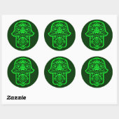 Sticker Rond Floral Hamsa (Feuille)