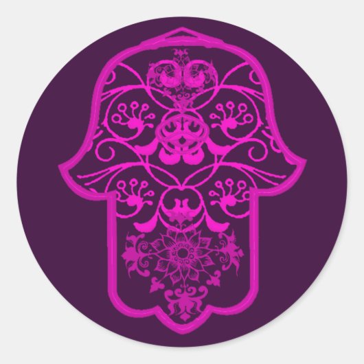 Sticker Rond Floral Hamsa rose (Devant)